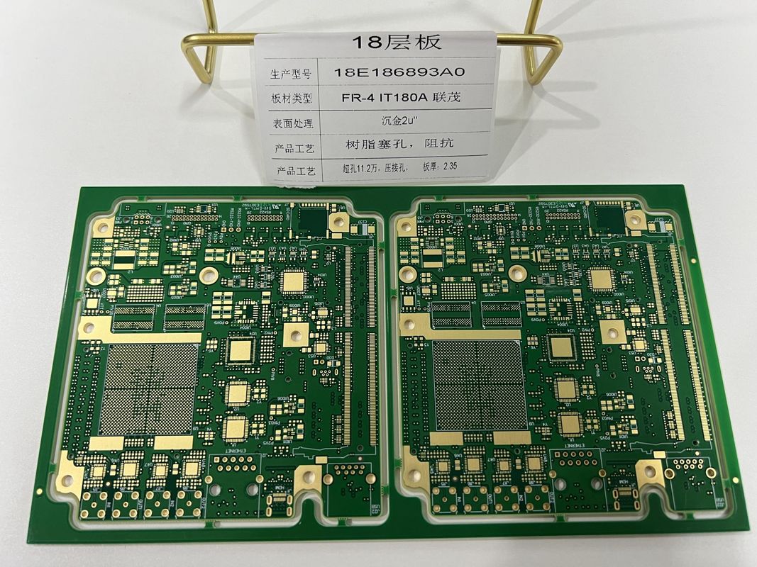 FR4 IT180 18 طبقات 3+N+3 HDI بطاقة PCB النموذج الأولي مع ثقب Crimp 3/3Mil آثار X RAY اختبار HDI quickturn ENIG