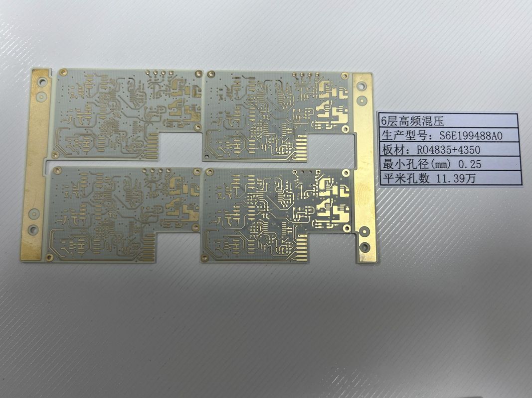 100% الاختبار الكهربائي لوحة روجرز PCB مع الذهب 6 طبقات RO4835+4350 خليط
