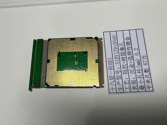 18L HDI الكثافة لوحة التوصيل بينها Min Trace 3/3 Mil حتى 20 طبقة FR4 مع مصباح VIPPO ENIG + الأصبع الذهبي